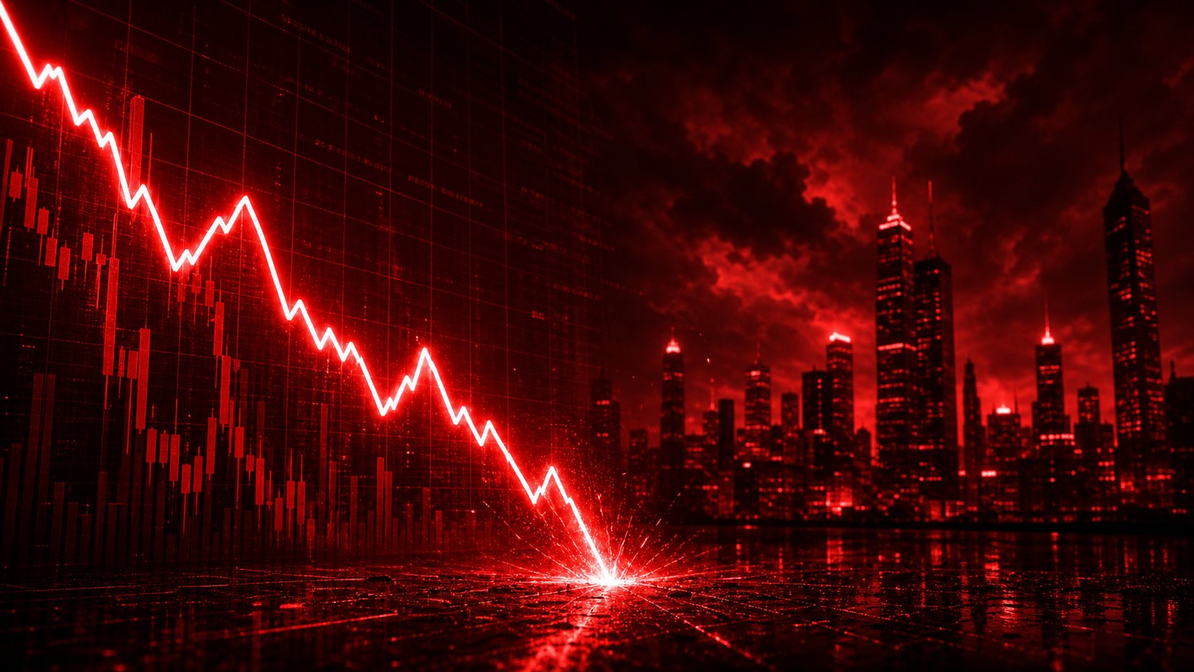 Tesla Stock Investment Red Crash Chart - Homepage Hero Full Scale Edge to Edge